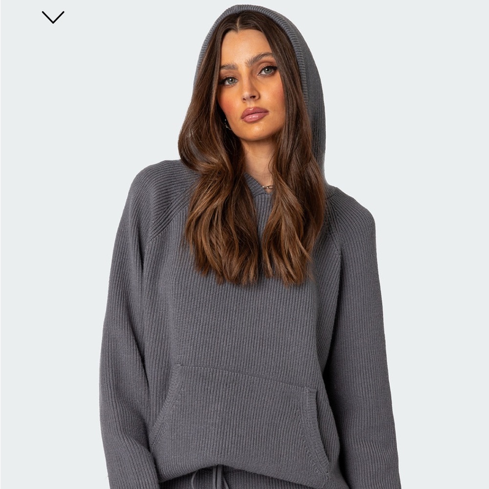 EDIKTED - wynter oversized knit hoodie in gray size small SOLD OUT IN ALL SIZES - Picture 2 of 5